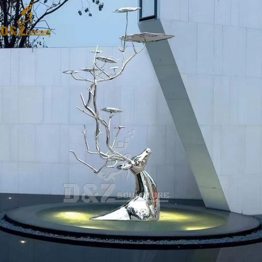 modern metal stainless steel mirror finishing wire tree sculpture DZM 1194