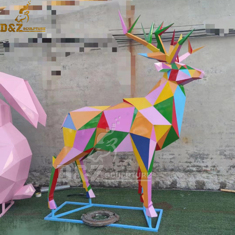 stainless steel art modern animal geometric a set of deer sculpture for sale DZM 1191