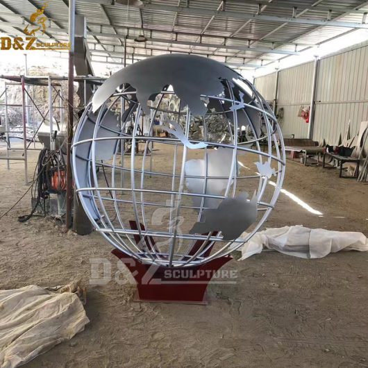 stainless steel globe sculpture hollow out sculpture custom made for sale DZM 1200 (1)