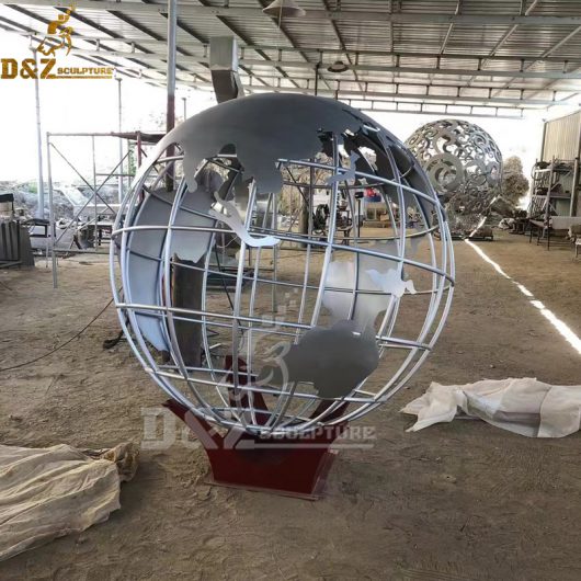 stainless steel globe sculpture hollow out sculpture custom made for sale DZM 1200 (2)