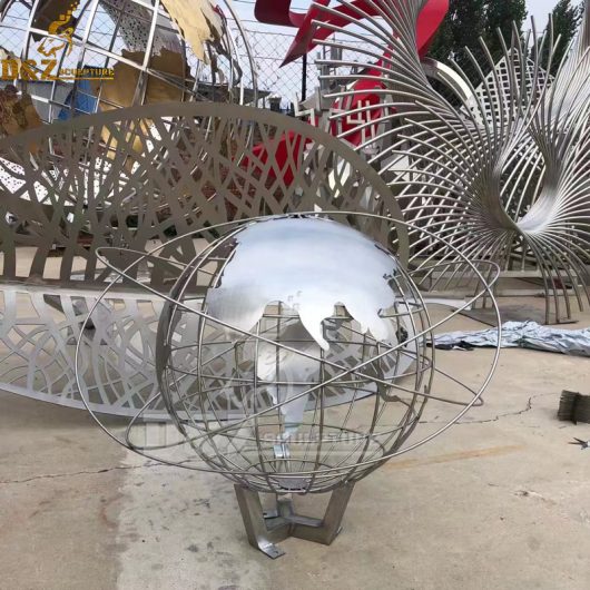 stainless steel globe sculpture hollow out sculpture custom made for sale DZM 1200 (3)