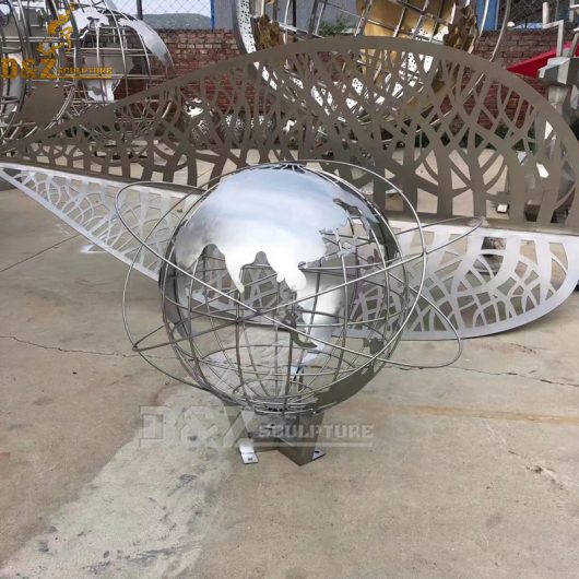 stainless steel globe sculpture hollow out sculpture custom made for sale DZM 1200
