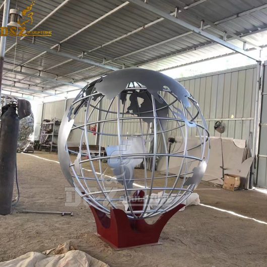 stainless steel globe sculpture hollow out sculpture custom made for sale DZM 1200 (5)