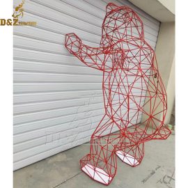 stainless steel wire geometric bear sculpture for garden DZM 1180