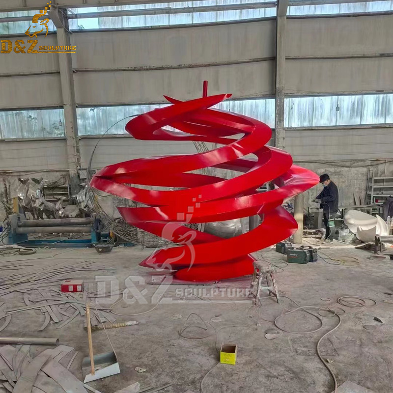 big red abstract modern sculpture decor art modern red sculpture for sale DZM 1217
