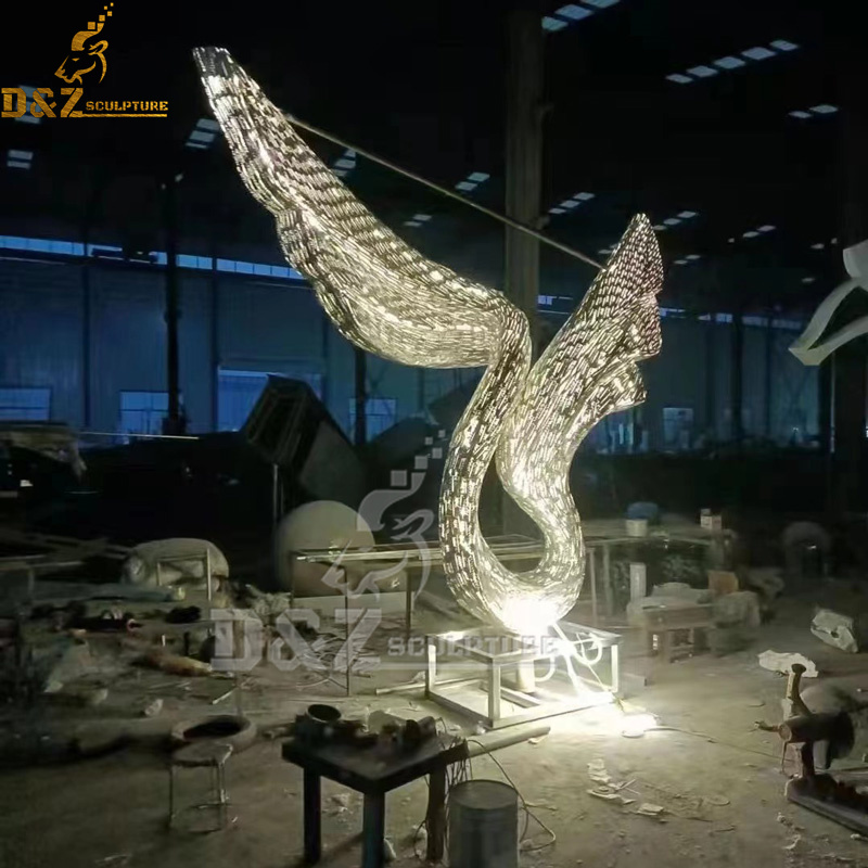 stainless steel angel wing sculpture on stand art abstract wing sculpture DZM 1212 (1)