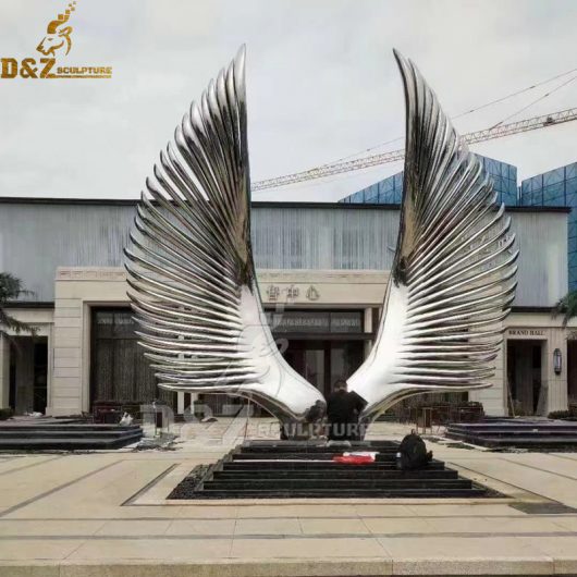 stainless steel angel wing sculpture on stand art abstract wing sculpture DZM 1212