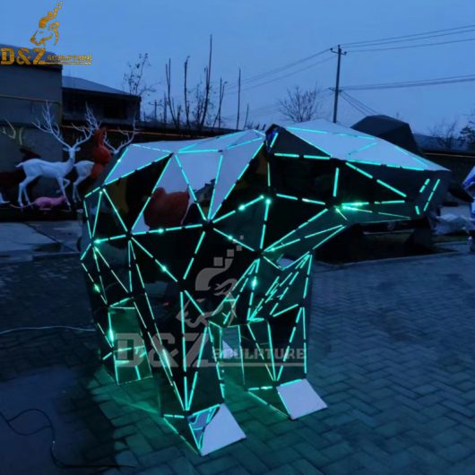 stainless steel art 3D abstract animals with light for garden decoration DZM 1206 (2)