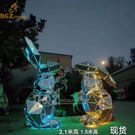 stainless steel art 3D abstract animals with light for garden decoration DZM 1206 (4)