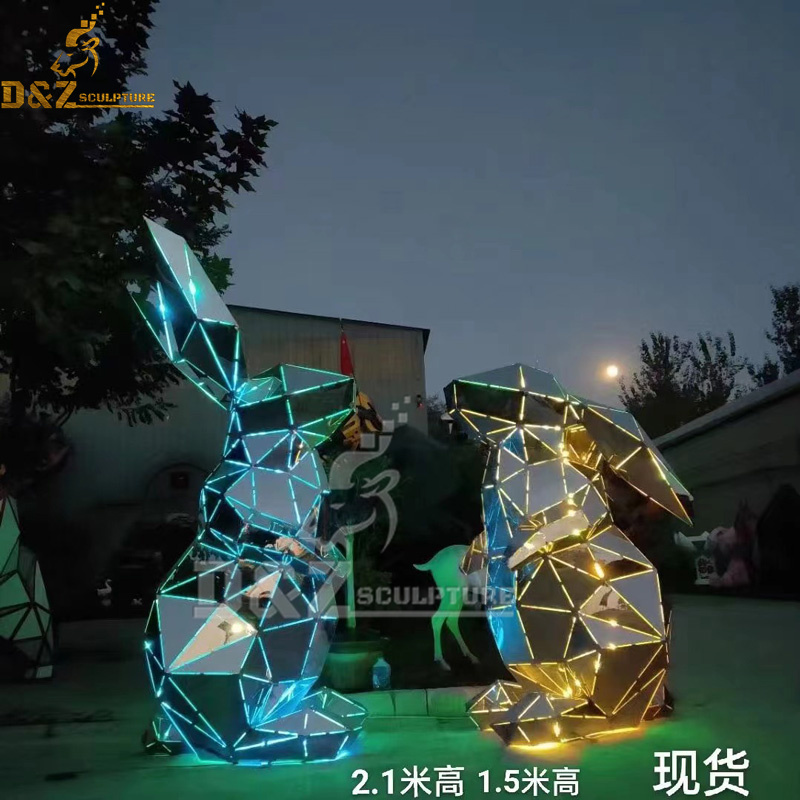 stainless steel art 3D abstract animals with light for garden decoration DZM 1206