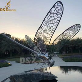 stainless steel dragonfly wire sculpture for garden yard decoration DZM 1216 (1)