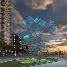 metal art modern stainless steel jellyfish art sculptures abstract colorful sculpture DZM 1225 (1)