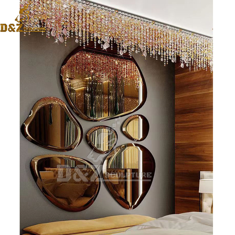 metal sculpture wall art stainless steel gold plated art stone for wall decoration DZM 1226