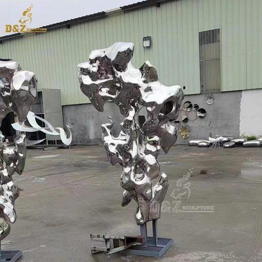 stainless steel abstract garden different kind of outdoor mirror finishing rock sculptures DZM 1222 (2)