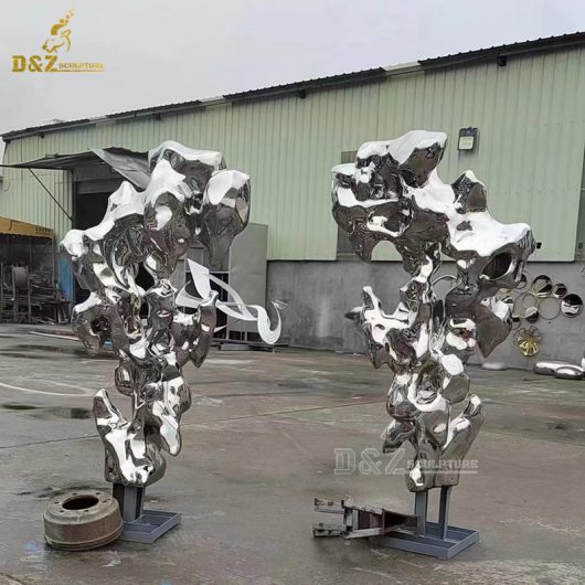 stainless steel abstract garden different kind of outdoor mirror finishing rock sculptures DZM 1222 (4)