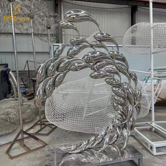 stainless steel art modern mirror finishing garden fish sculptures DZM 1229 (1)