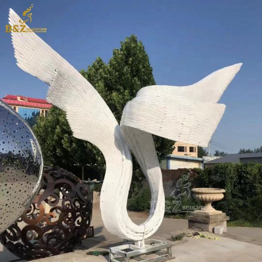 stainless steel art modern white wings with light sculpture DZM 1242