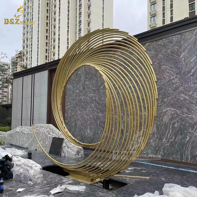 stainless steel circle art modern outdoor abstract circle sculpture for sale DZM 1243