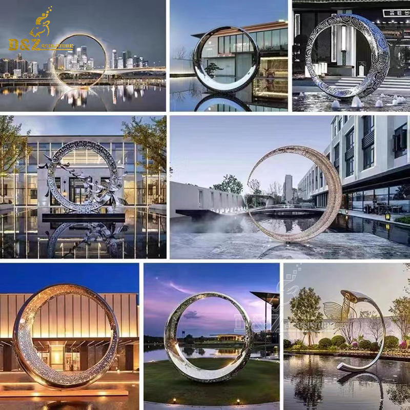 stainless steel circle art modern outdoor abstract circle sculpture for sale DZM 1243