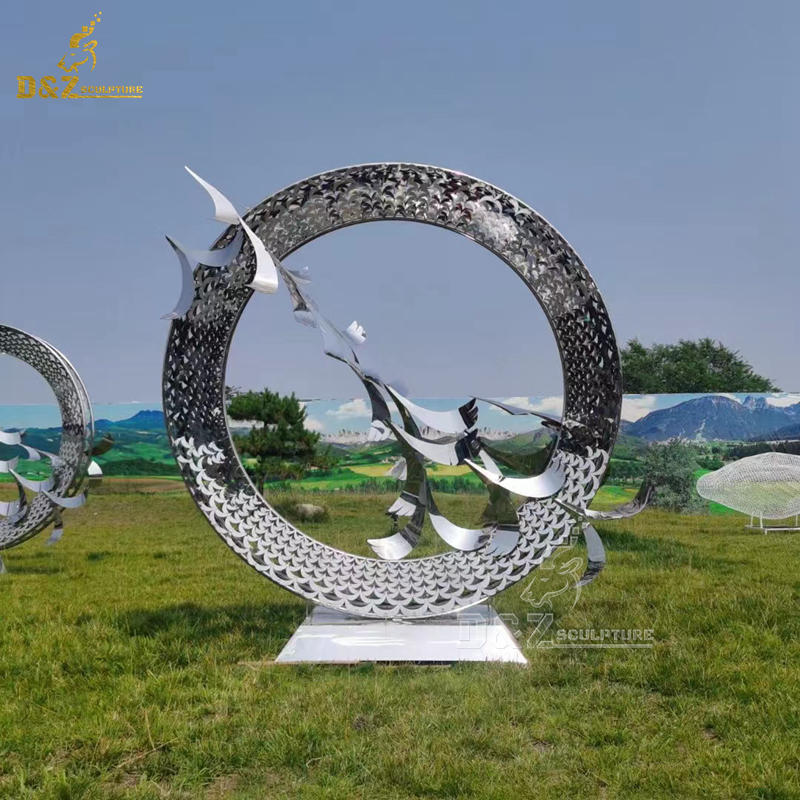 stainless steel circle art modern outdoor abstract circle sculpture for sale DZM 1243 (6)