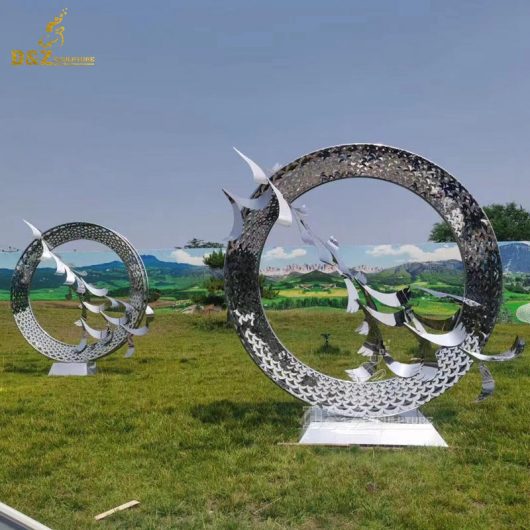 stainless steel circle art modern outdoor abstract circle sculpture for sale DZM 1243 (7)