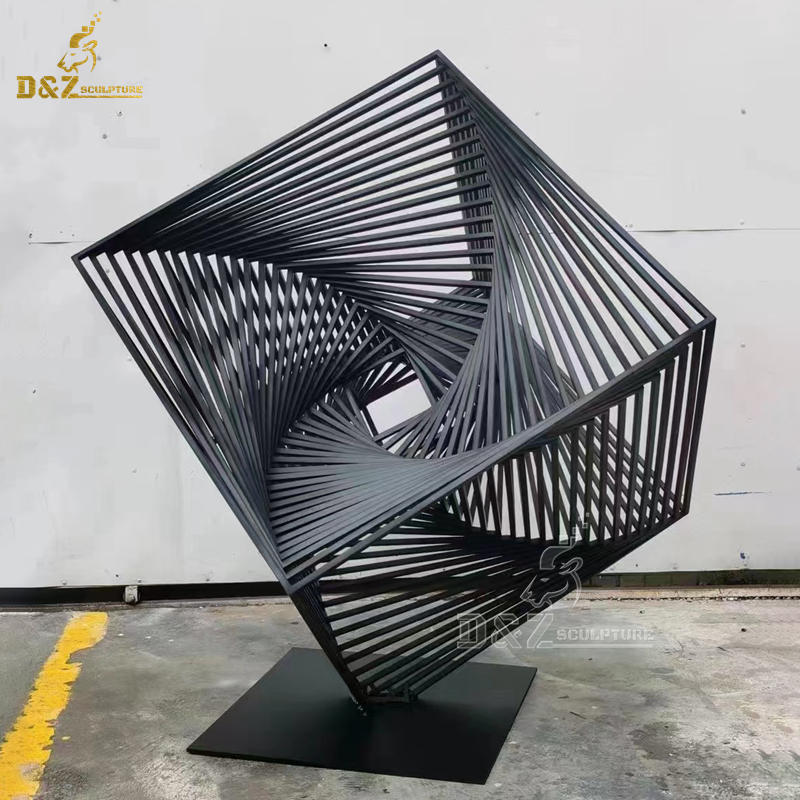 stainless steel wire cube black and white colorful sculpture for sale DZM 1224
