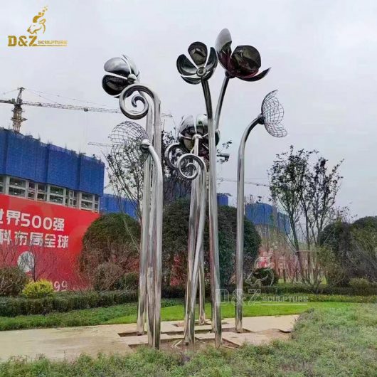 stainless steel wire flower sculpture metal 3D drawing flowers for sale DZM 1227 (3)