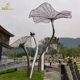 stainless steel wire flower sculpture metal 3D drawing flowers for sale DZM 1227 (5)