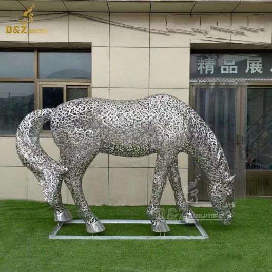stainless steel wire hollow out outdoor metal horse sculpture DZM 1231 (2)