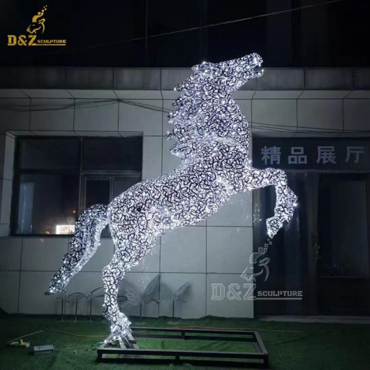 stainless steel wire hollow out outdoor metal horse sculpture DZM 1231 (5)