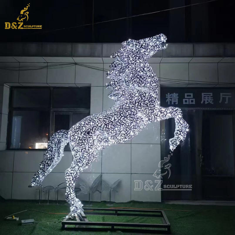 stainless steel wire hollow out outdoor metal horse sculpture DZM 1231