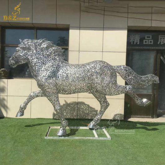 stainless steel wire hollow out outdoor metal horse sculpture DZM 1231