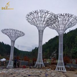 stainless steel wire sculpture tree metal art sculpture for sale DZM 1239