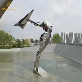 Stainless steel abstract figure throwing paper airplane hard DZM 1261