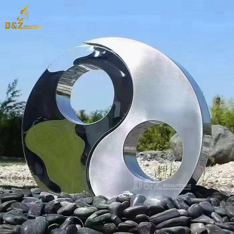 stainless steel circle white and black sculpture for sale DZM 1263