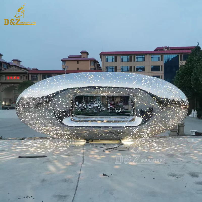 stainless steel sculpture sphere art garden sculpture with led light for sale DZM 1270