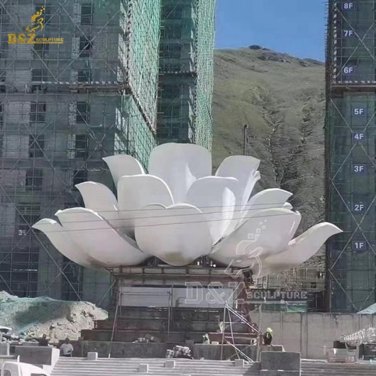 large white metal lotus flower sculpture for garden decorate DZM 1295