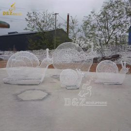 stainless steel wire white painting snail metal art sculpture for sale DZM 1289