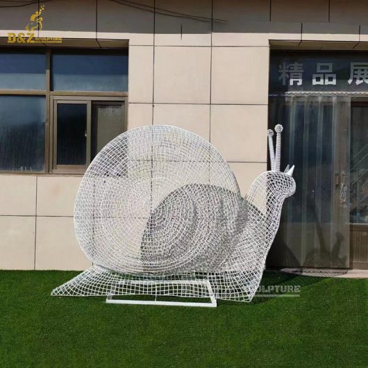 stainless steel wire white painting snail metal art sculpture for sale DZM 1289 (5)