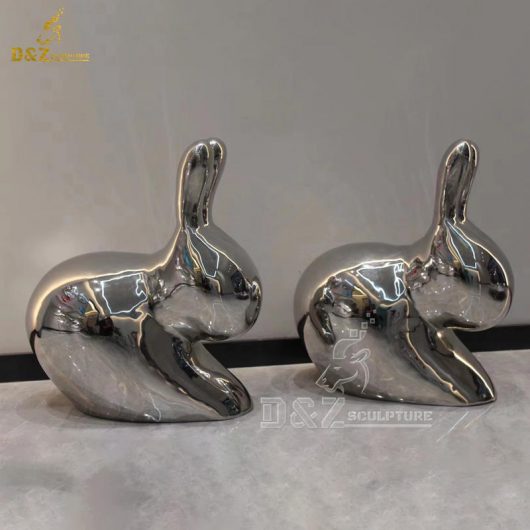 stainless steel art modern sculpture modern rabbite mirror finishing for sale DZM 1304