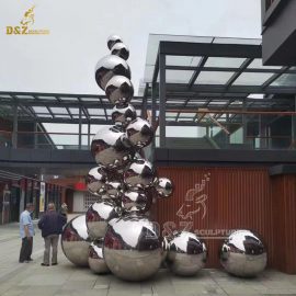 stainless steel balls abstract modern sculpture mirror finishing ball for garden decorate DZM 1309 (1)