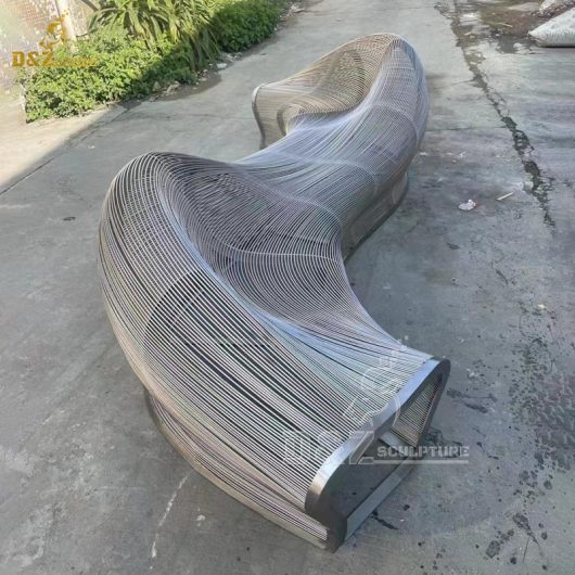 stainless steel metal art modern abstract park bench sculpture DZM 1317