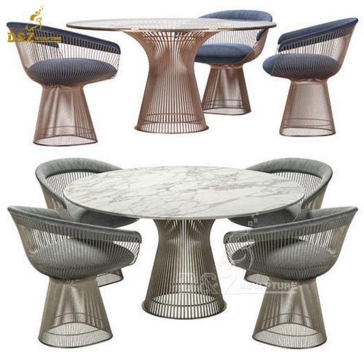 stainless steel sculpture art modern table with chair set for home decorate DZM 1315