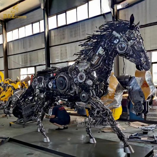 metal 3d science and technology horse art deco horse sculpture for garden DZM 1327