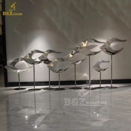 metal art garden fish sculptures stainless steel mirror finishing for sale DZM 1322