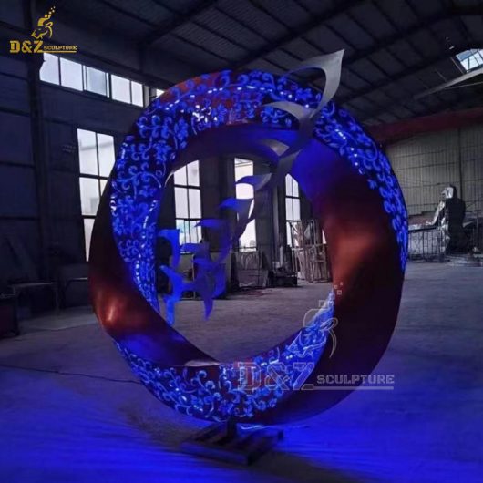 metal round circle ring sculpture art sculpture with light sculpture for sale DZM 1341 (3)