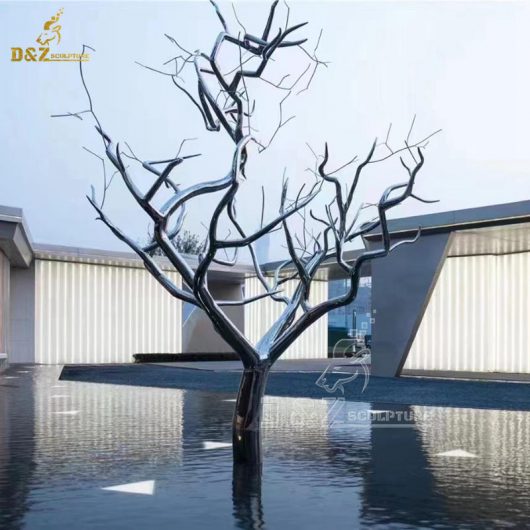 metal stainless steel mirror finishing tree sculpture for garden decorate DZM 1328