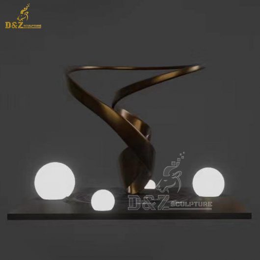 stainless steel art abstract modern sculpture with light sculpture for sale DZM 1349