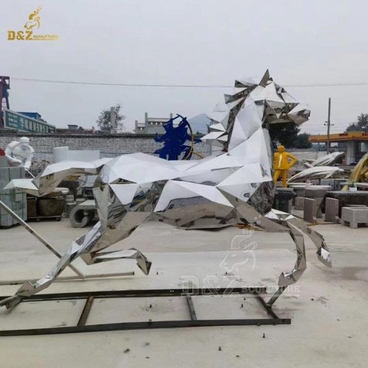 stainless steel art horse metal mirror finishing sculpture for sale DZM 1363