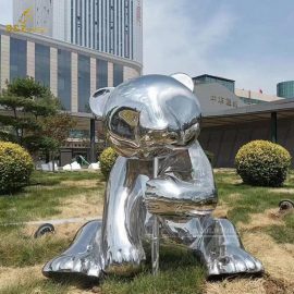 stainless steel art modern metal large modern metal panda sculpture for sale DZM 1360
